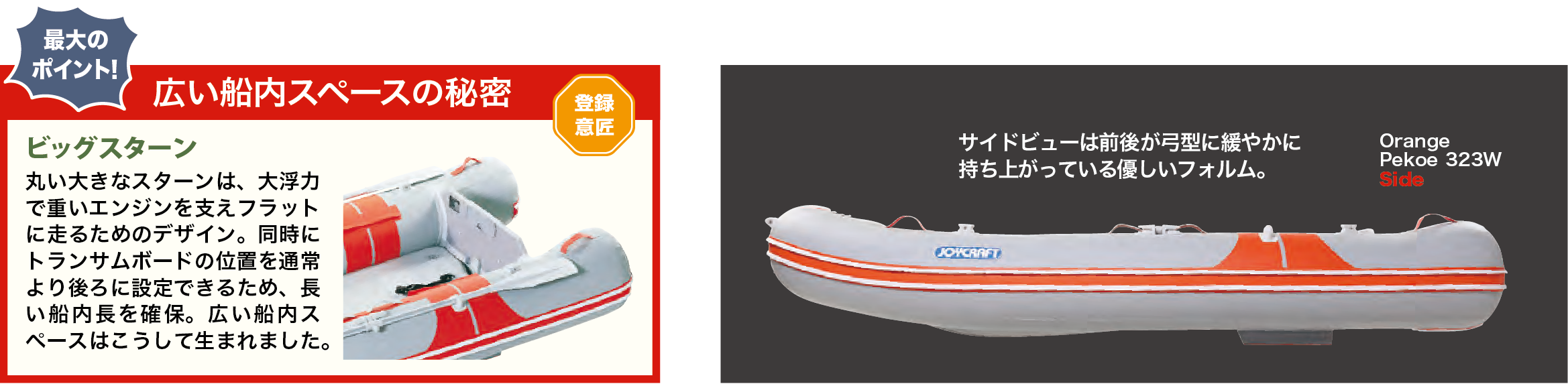 オレンジペコ323ワイド SS | ジョイクラフト ゴムボートの販売と 